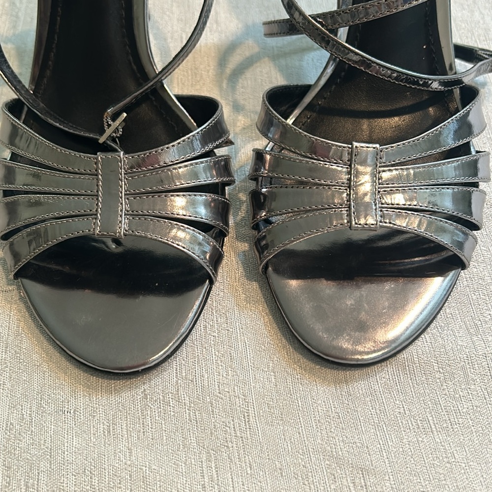Via Spiga Strappy Metallic Stiletto Sandal Heels - Picture 3 of 9